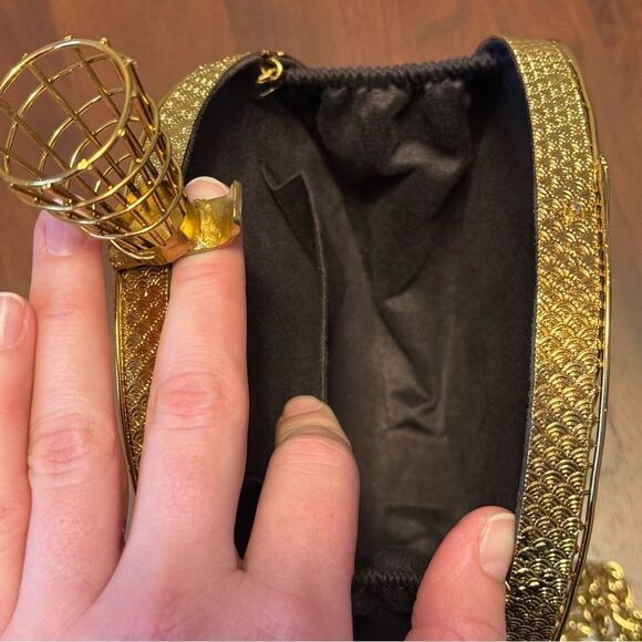 $339 MSRP - Ramla TOURBILLON Bag - BRASS Gold Colored & Brown Handmade Moroccan - Picture 8 of 14